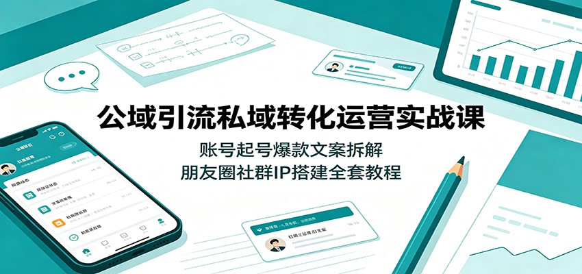 公域引流私域转化运营实战课：账号起号爆款文案拆解，朋友圈社群IP搭建全套教程-知行阁轻创网-分享网络赚钱项目-全网首发副业项目实操平台-副业创业项目网
