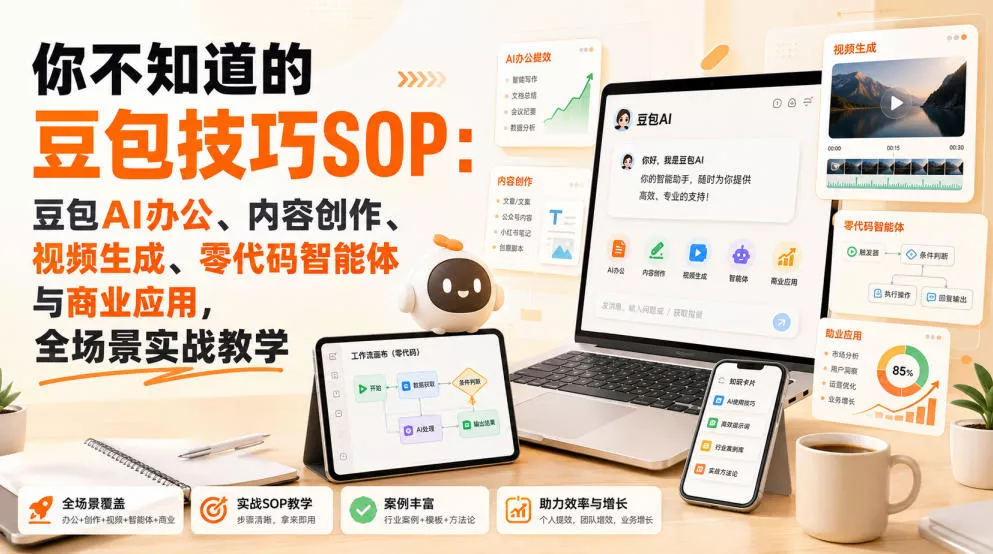 你不知道的豆包技巧SOP：豆包AI办公、内容创作、视频生成、零代码智能体与商业应用，全场景实战教学-知行阁轻创网-分享网络赚钱项目-全网首发副业项目实操平台-副业创业项目网
