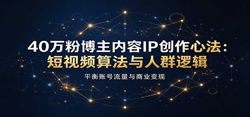 40万粉博主内容IP创作心法：短视频算法与人群逻辑，平衡账号流量与商业变现-知行阁轻创网-分享网络赚钱项目-全网首发副业项目实操平台-副业创业项目网