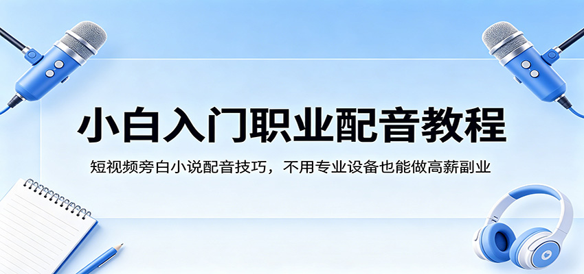 小白入门职业配音教程，短视频旁白小说配音技巧，不用专业设备也能做高薪副业-知行阁轻创网-分享网络赚钱项目-全网首发副业项目实操平台-副业创业项目网