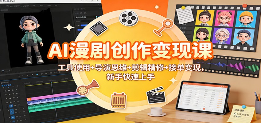 AI漫剧创作变现课：工具使用+导演思维+剪辑精修+接单变现，新手快速上手-知行阁轻创网-分享网络赚钱项目-全网首发副业项目实操平台-副业创业项目网