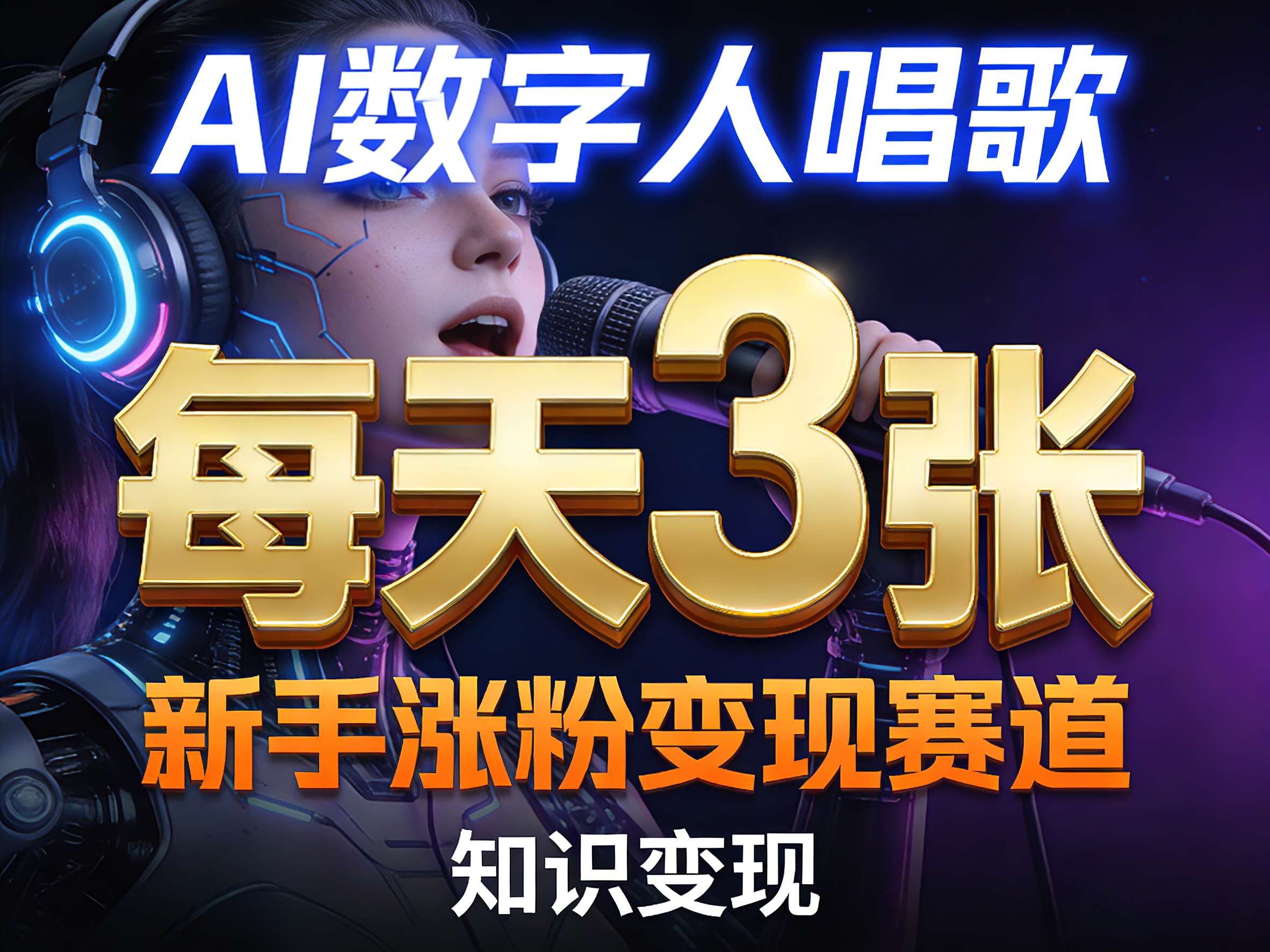 AI数字人唱歌，新手涨粉变现赛道，每天3张和知识付费，副业必备-知行阁轻创网-分享网络赚钱项目-全网首发副业项目实操平台-副业创业项目网