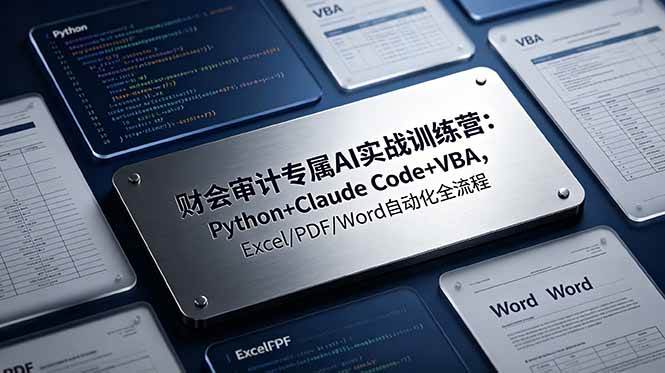 （19028期）财会审计专属 AI实战训练营：Python+Claude Code+VBA，Excel/PDF/Word自动化全流程-知行阁轻创网-分享网络赚钱项目-全网首发副业项目实操平台-副业创业项目网