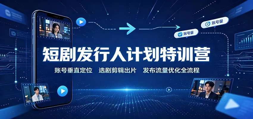 短剧发行人计划特训营：账号垂直定位，选剧剪辑出片，发布流量优化全流程-知行阁轻创网-分享网络赚钱项目-全网首发副业项目实操平台-副业创业项目网