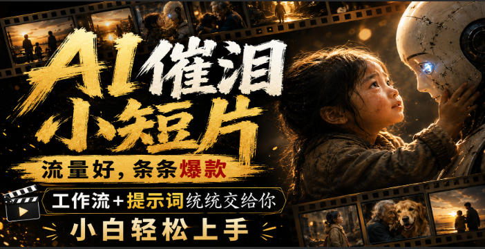 AI催泪小短片，流量好，条条爆款，工作流+提示词统统交给你，小白轻松上手-知行阁轻创网-分享网络赚钱项目-全网首发副业项目实操平台-副业创业项目网