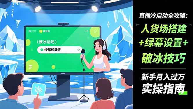 （16605期）直播冷启动全攻略:人货场搭建+绿幕设置+破冰技巧，新手月入过万实操指南-知行阁轻创网-分享网络赚钱项目-全网首发副业项目实操平台-副业创业项目网