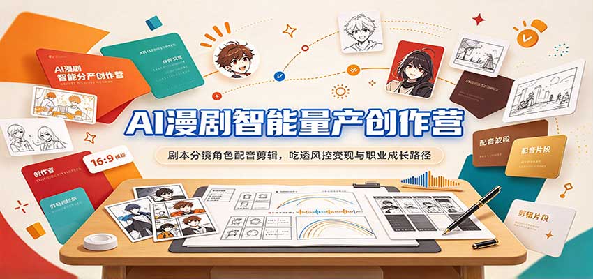 AI漫剧智能量产创作营:剧本分镜角色配音剪辑,吃透风控变现与职业成长路径-知行阁轻创网-分享网络赚钱项目-全网首发副业项目实操平台-副业创业项目网
