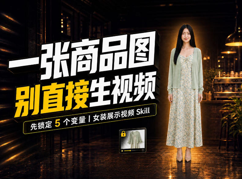 女装AI视频总翻车？问题不在提示词，女装展示视频Skill先锁定5个变量！-知行阁轻创网-分享网络赚钱项目-全网首发副业项目实操平台-副业创业项目网