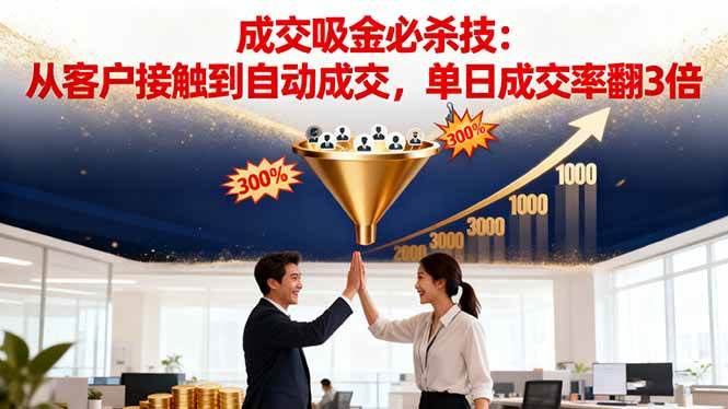 （16432期）吸金成交营销必杀技：从客户接触到自动成交，单日成交率翻3倍-知行阁轻创网-分享网络赚钱项目-全网首发副业项目实操平台-副业创业项目网