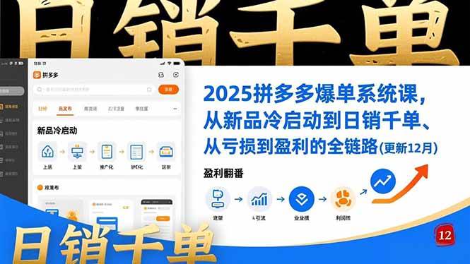 （16894期）2025拼多多爆单系统课，从新品冷启动到日销千单、从亏损到盈利的全链路（更新12月）-知行阁轻创网-分享网络赚钱项目-全网首发副业项目实操平台-副业创业项目网