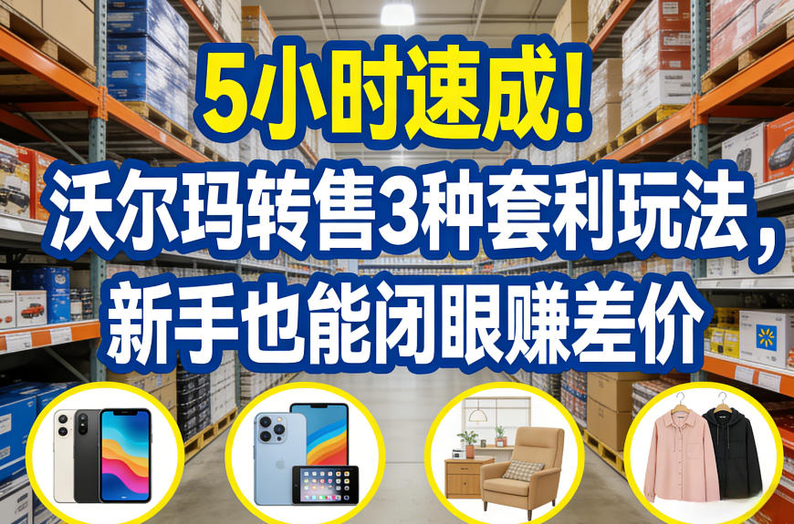 5小时速成!沃尔玛转售3种套利玩法,新手也能闭眼賺差价-知行阁轻创网-分享网络赚钱项目-全网首发副业项目实操平台-副业创业项目网