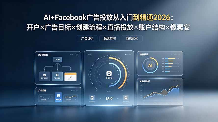 （19465期）AI+Facebook广告投放从入门到精通2026：开户×广告目标×创建流程×直播投放×账户结构×像素安装×AI赋能-知行阁轻创网-分享网络赚钱项目-全网首发副业项目实操平台-副业创业项目网