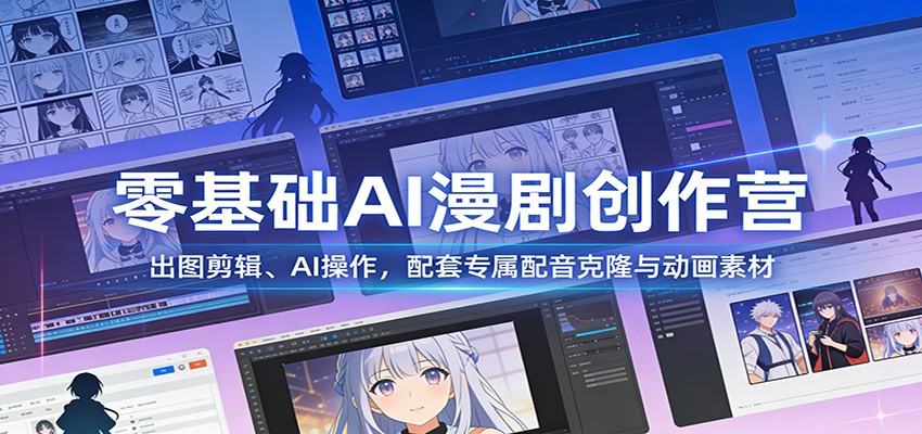 零基础AI漫剧创作营：出图剪辑、AI操作，配套专属配音克隆与动画素材-知行阁轻创网-分享网络赚钱项目-全网首发副业项目实操平台-副业创业项目网