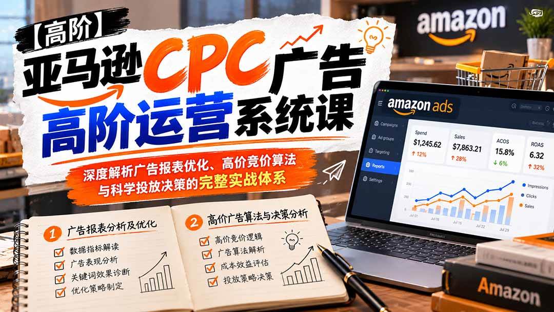 （20950期）亚马逊CPC广告高阶运营系统课：深度解析广告报表优化、高价竞价算法与科学投放决策的完整实战体系-知行阁轻创网-分享网络赚钱项目-全网首发副业项目实操平台-副业创业项目网