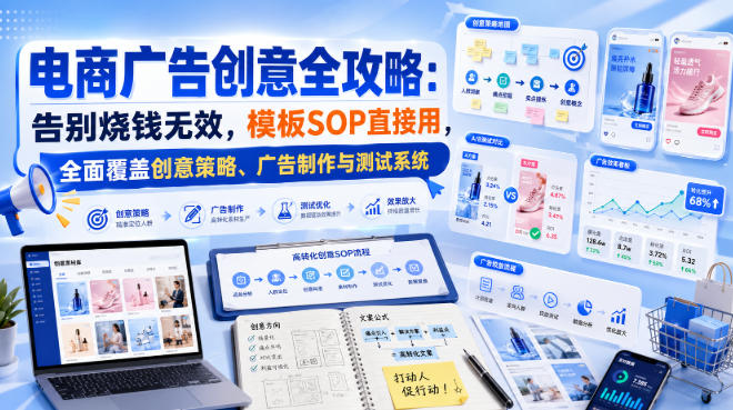 电商广告创意全攻略:告别烧钱无效,模板SOP直接用,全面覆盖创意策略、广告制作与测试系统【原创双语字幕】 电商广告创意全攻略:告别烧钱无效,模板SOP直接用,全面覆盖创意策略、广告制作与测试系统【原创双语字幕】