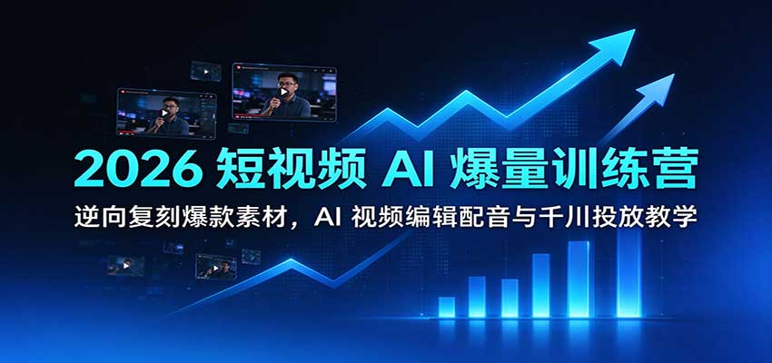 2026短视频AI爆量训练营：逆向复刻爆款素材，AI视频编辑配音与千川投放教学-知行阁轻创网-分享网络赚钱项目-全网首发副业项目实操平台-副业创业项目网