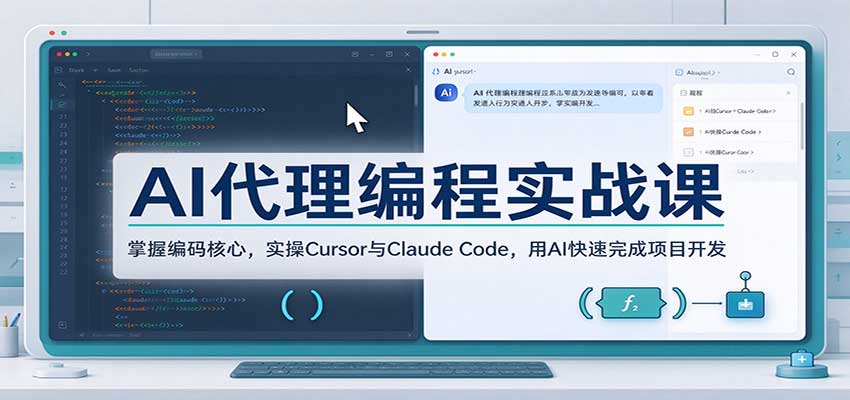 AI代理编程实战课：掌握编码核心，实操Cursor与Claude Code，用AI快速完成项目开发-知行阁轻创网-分享网络赚钱项目-全网首发副业项目实操平台-副业创业项目网