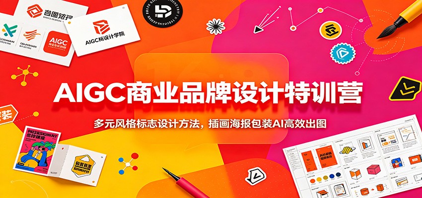 AIGC商业品牌设计特训营：多元风格标志设计方法，插画海报包装AI高效出图-知行阁轻创网-分享网络赚钱项目-全网首发副业项目实操平台-副业创业项目网
