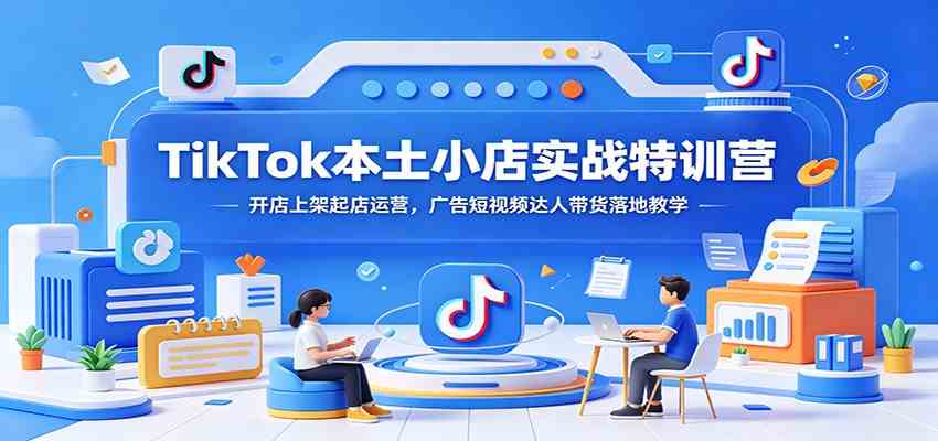 TikTok本土小店实战特训营：开店上架起店运营，广告短视频达人带货落地教学-知行阁轻创网-分享网络赚钱项目-全网首发副业项目实操平台-副业创业项目网