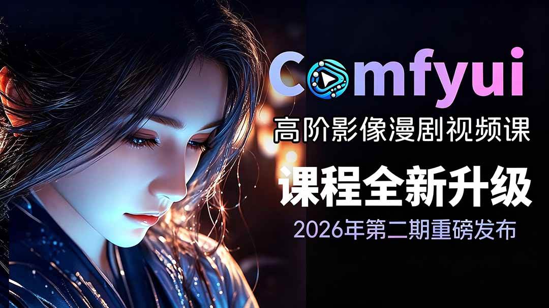 (19222期)2026ComfyUI高阶漫剧视频课2.0,云端本地双端部署,FLUX千问Wan2.2全模型工作流完整教学 (19222期)2026ComfyUI高阶漫剧视频课2.0,云端本地双端部署,FLUX千问Wan2.2全模型工作流完整教学