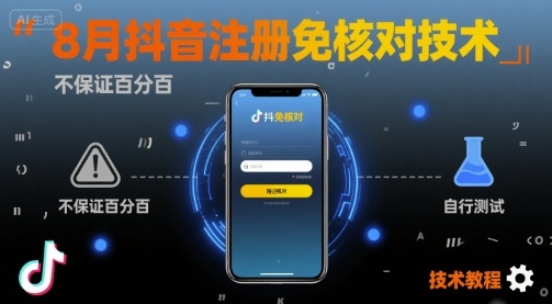 8月抖音注册免核对技术，不保证百分百，自测-知行阁轻创网-分享网络赚钱项目-全网首发副业项目实操平台-副业创业项目网