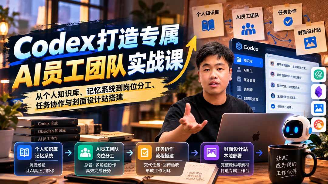 （20916期）【无水印】Codex打造专属AI员工团队实战课：从个人知识库、记忆系统到岗位分工、任务协作与封面设计站搭建-知行阁轻创网-分享网络赚钱项目-全网首发副业项目实操平台-副业创业项目网