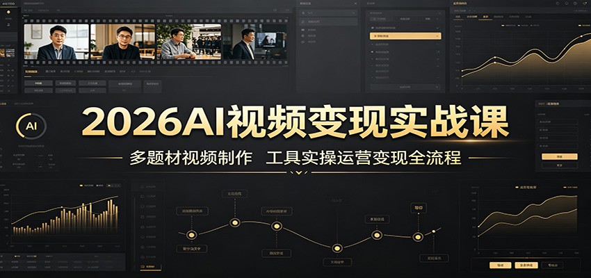 2026AI视频变现实战课：多题材视频制作，工具实操运营变现全流程-知行阁轻创网-分享网络赚钱项目-全网首发副业项目实操平台-副业创业项目网