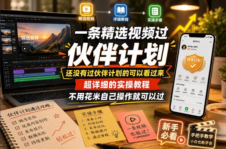 一条精选视频过伙伴计划，还没有过伙伴计划的可以看过来，超详细的实操教程，不用花米自己操作就可以过-知行阁轻创网-分享网络赚钱项目-全网首发副业项目实操平台-副业创业项目网