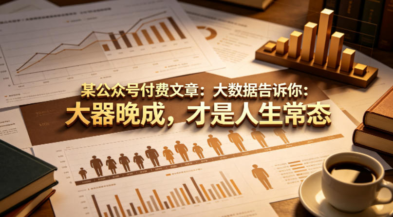 某公众号付费文章：大数据告诉你：大器晚成，才是人生常态-知行阁轻创网-分享网络赚钱项目-全网首发副业项目实操平台-副业创业项目网