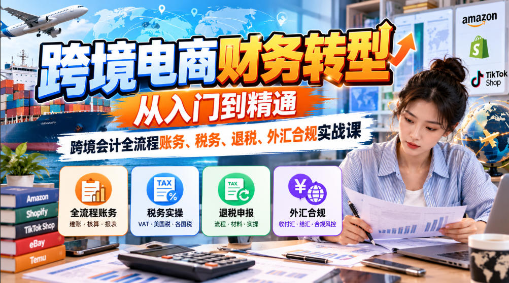 跨境电商财务转型：从入门到精通｜跨境会计全流程账务、税务、退税、外汇合规实战课-知行阁轻创网-分享网络赚钱项目-全网首发副业项目实操平台-副业创业项目网