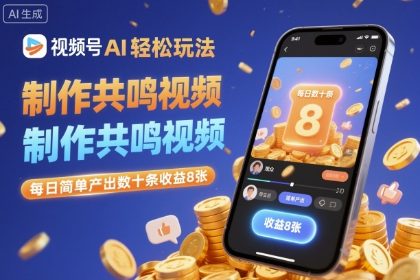 视频号AI轻松玩法，制作共鸣视频，每日简单产出数十条收益8张-知行阁轻创网-分享网络赚钱项目-全网首发副业项目实操平台-副业创业项目网