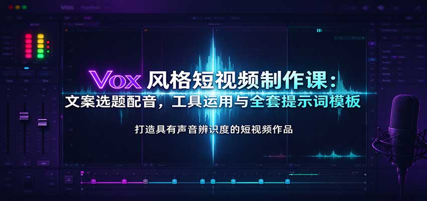 Vox风格短视频制作课：文案选题配音，工具运用与全套提示词模板-知行阁轻创网-分享网络赚钱项目-全网首发副业项目实操平台-副业创业项目网
