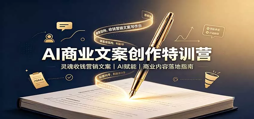AI商业文案创作特训营：灵魂收钱营销文案，AI赋能，商业内容落地指南-知行阁轻创网-分享网络赚钱项目-全网首发副业项目实操平台-副业创业项目网