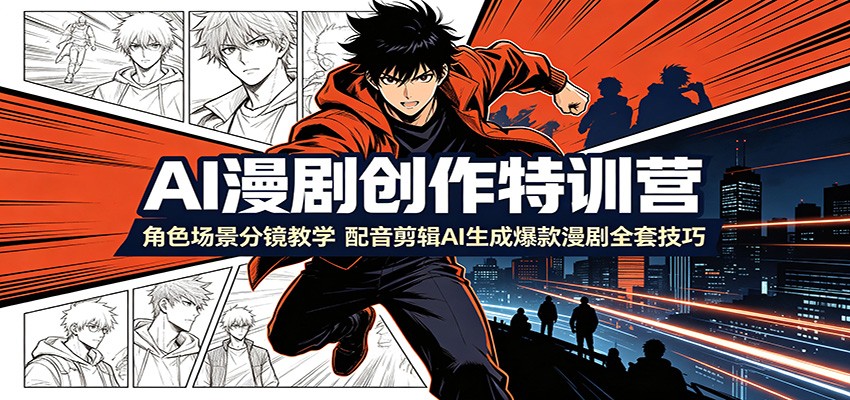 AI漫剧创作特训营:角色场景分镜教学,配音剪辑AI生成爆款漫剧全套技巧-知行阁轻创网-分享网络赚钱项目-全网首发副业项目实操平台-副业创业项目网