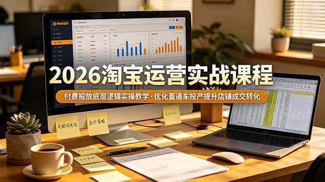 （19075期）2026 淘宝运营实战课程，付费投放底层逻辑实操教学，优化直通车投产提升店铺成交转化-知行阁轻创网-分享网络赚钱项目-全网首发副业项目实操平台-副业创业项目网
