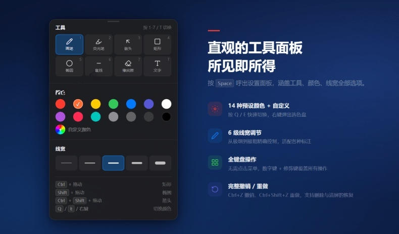 开源轻量级屏幕标注工具，1.4MB实现电脑全屏变自由画布！支持8种标注工具和全键盘操控MarkerOn-知行阁轻创网-分享网络赚钱项目-全网首发副业项目实操平台-副业创业项目网