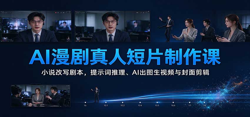 AI漫剧真人短片制作课：小说改写剧本，提示词推理、AI出图生视频与封面剪辑-知行阁轻创网-分享网络赚钱项目-全网首发副业项目实操平台-副业创业项目网