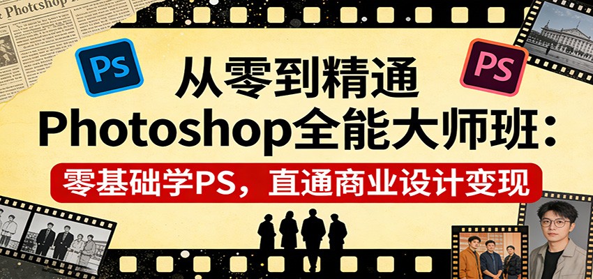 从零到精通Photoshop全能大师班：零基础学PS，直通商业设计变现-知行阁轻创网-分享网络赚钱项目-全网首发副业项目实操平台-副业创业项目网