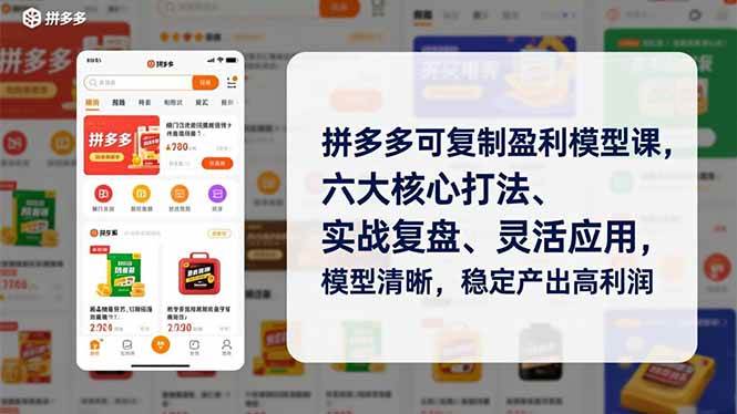 （16952期）拼多多可复制盈利模型课，六大核心打法、实战复盘、灵活应用，模型清晰，稳定产出高利润-知行阁轻创网-分享网络赚钱项目-全网首发副业项目实操平台-副业创业项目网