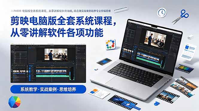 （18926期）剪映电脑版全套系统课程，从零讲解软件各项功能，结合海量实战案例培养专业剪辑思维-知行阁轻创网-分享网络赚钱项目-全网首发副业项目实操平台-副业创业项目网