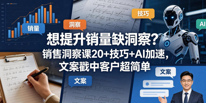 想提升销量缺洞察？销售洞察课20+技巧+AI加速，文案戳中客户超简单【原创双语字幕】-知行阁轻创网-分享网络赚钱项目-全网首发副业项目实操平台-副业创业项目网
