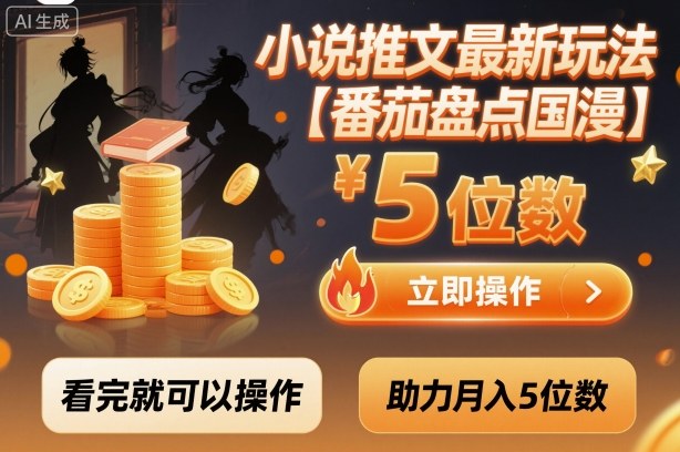 小说推文最新玩法，助力月入5位数【番茄盘点国漫】玩法，看完就可以操作-知行阁轻创网-分享网络赚钱项目-全网首发副业项目实操平台-副业创业项目网