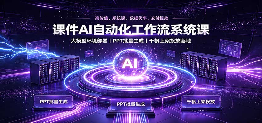 课件AI自动化工作流系统课：大模型环境部署，PPT批量生成，千帆上架投放落地-知行阁轻创网-分享网络赚钱项目-全网首发副业项目实操平台-副业创业项目网