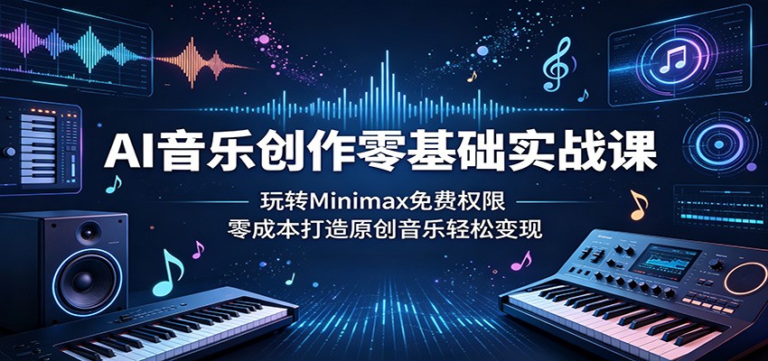 AI音乐创作零基础实战课：玩转Minimax免费权限，零成本打造原创音乐轻松变现-知行阁轻创网-分享网络赚钱项目-全网首发副业项目实操平台-副业创业项目网