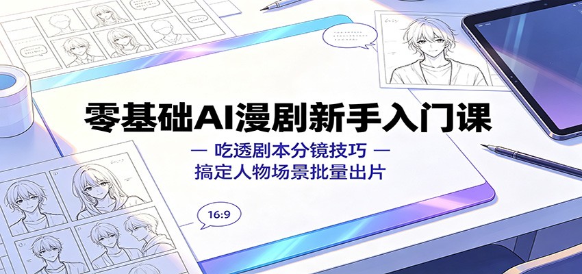零基础AI漫剧新手入门课：吃透剧本分镜技巧，搞定人物场景批量出片-知行阁轻创网-分享网络赚钱项目-全网首发副业项目实操平台-副业创业项目网