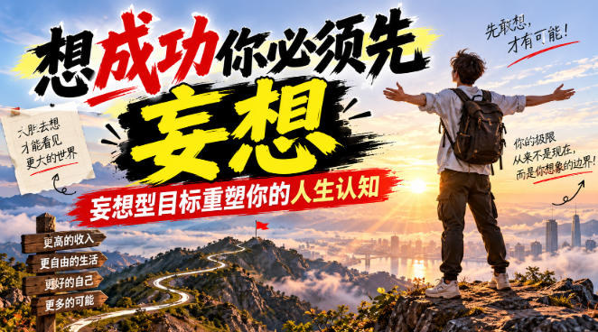 付费文章：想成功你必须先妄想，妄想型目标重塑你的人生认知-知行阁轻创网-分享网络赚钱项目-全网首发副业项目实操平台-副业创业项目网