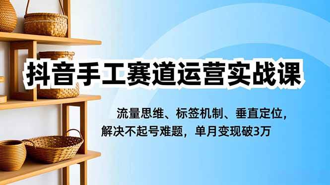 （16667期）抖音手工赛道运营实战课，流量思维、标签机制、垂直定位，解决不起号难题，单月变现破3万-知行阁轻创网-分享网络赚钱项目-全网首发副业项目实操平台-副业创业项目网