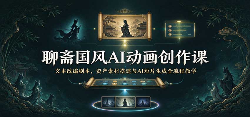 聊斋国风AI动画创作课：文本改编剧本，资产素材搭建与AI短片生成全流程教学-知行阁轻创网-分享网络赚钱项目-全网首发副业项目实操平台-副业创业项目网