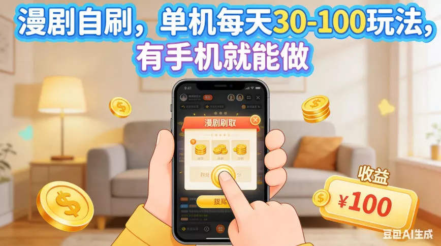 漫剧自刷，单机每天30-100玩法，有手机就能做，可矩阵操作放大收益【揭秘】-知行阁轻创网-分享网络赚钱项目-全网首发副业项目实操平台-副业创业项目网