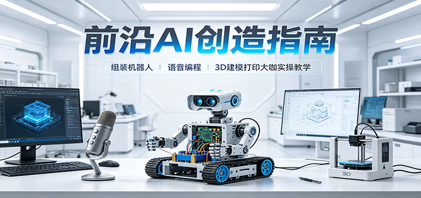 前沿AI创造指南:组装机器人、语音编程、3D建模打印大咖实操教学-知行阁轻创网-分享网络赚钱项目-全网首发副业项目实操平台-副业创业项目网